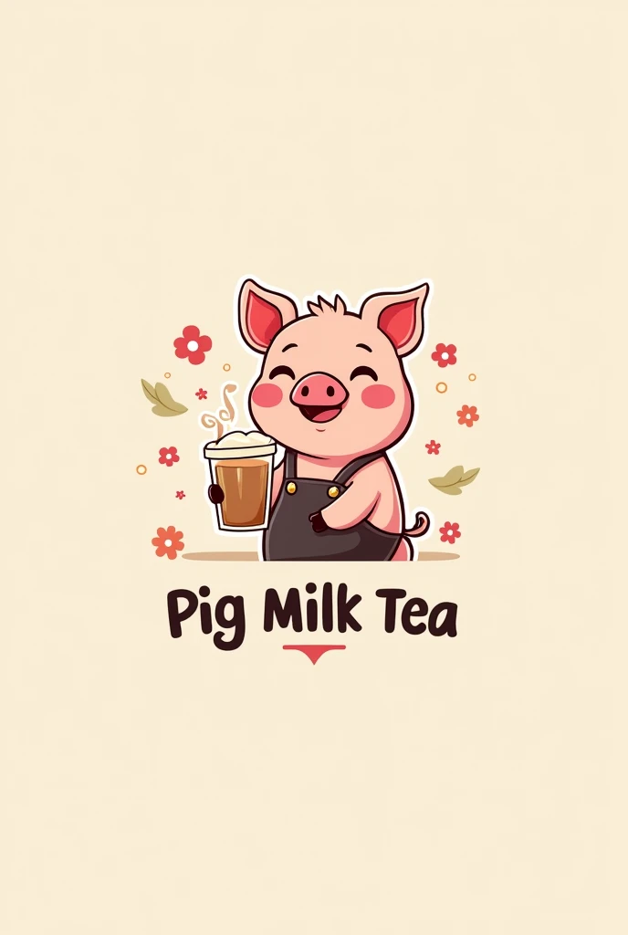 design me a logo with theme text: Pig Milk Tea 