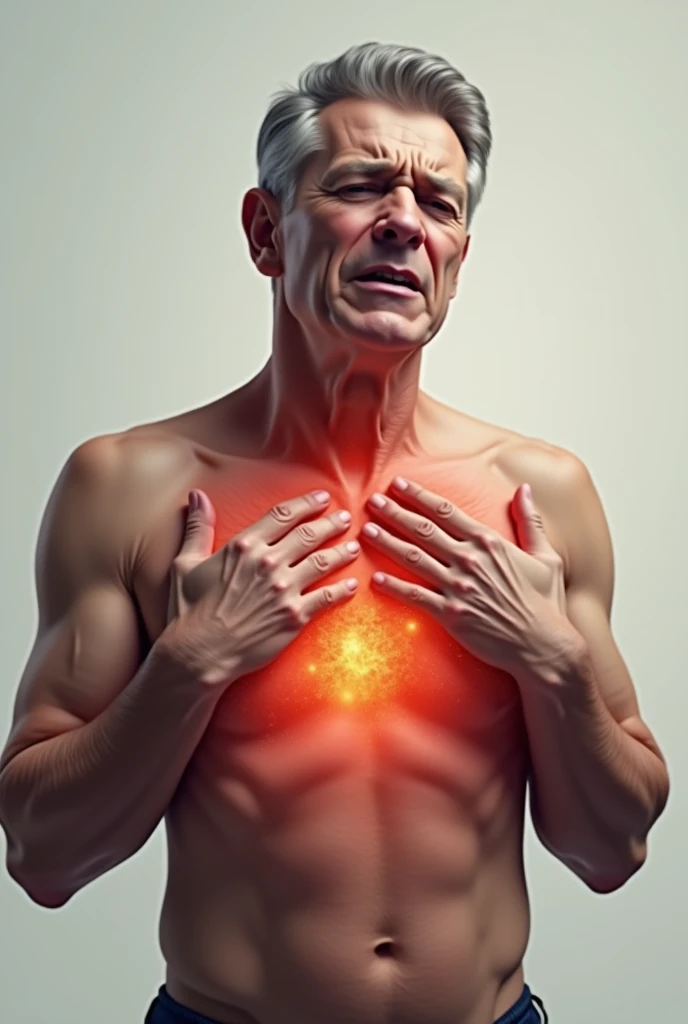Image showing discomfort in the chest area, indicating acid reflux or heartburn symptoms