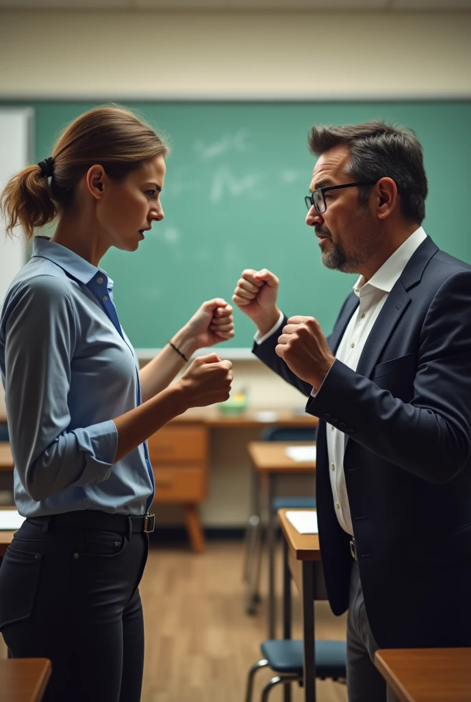 Parents&#39; meeting where a parent argues with the teacher