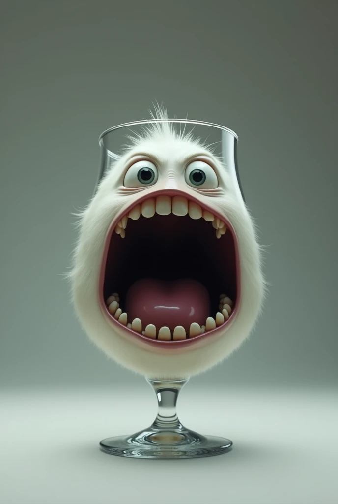 A glass that has a dark mouth Animated