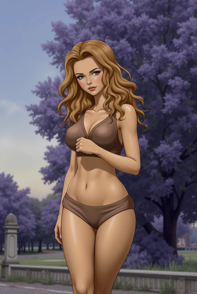 beautiful 1 woman, chestnut hair, chestnut hair, in short clothes, European girl
