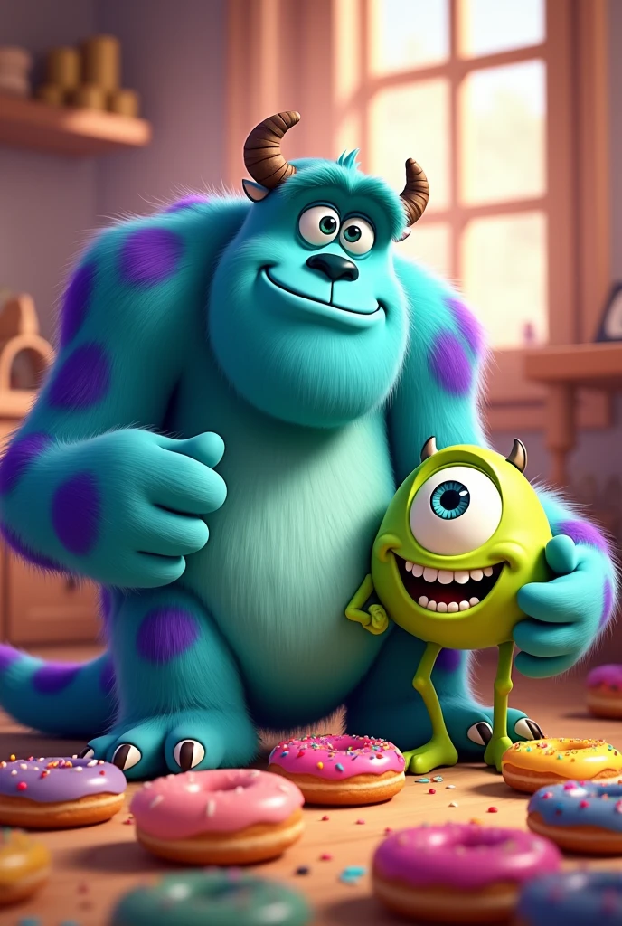 Monsters Inc characters and mini donuts