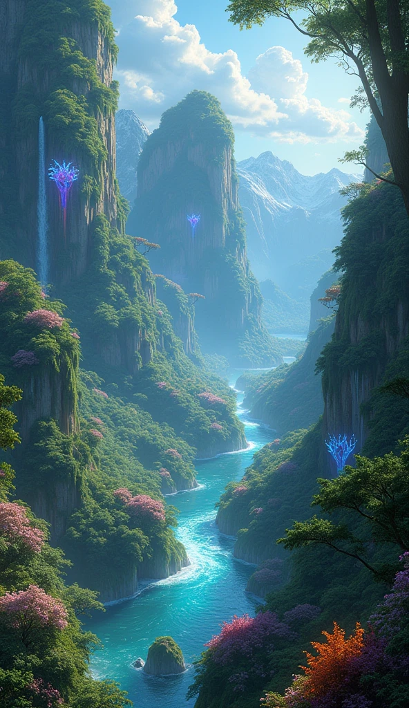 best quality, artwork, beautiful wild and natural fantasy landscape with bright lights