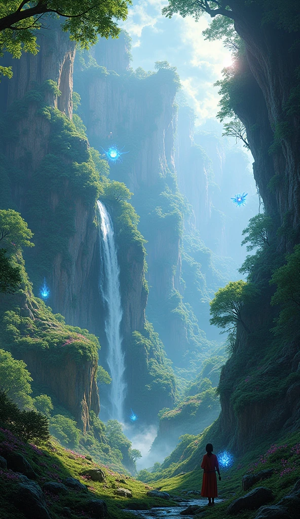 best quality, artwork, beautiful wild and natural fantasy landscape with bright lights