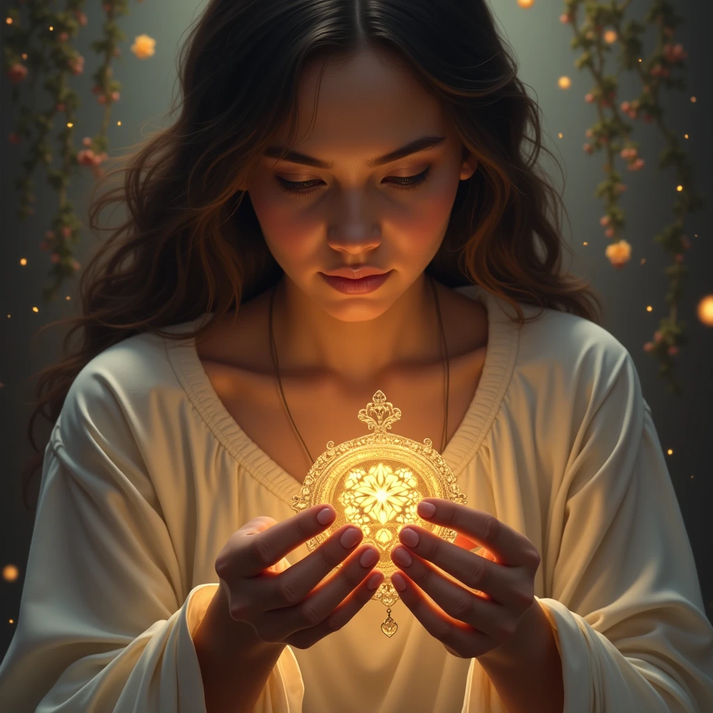 A person holding a precious, ornate jewel. The jewel represents the gift of salvation, bestowed upon them by God. The person's expression is one of awe and gratitude as they contemplate the value of their gift