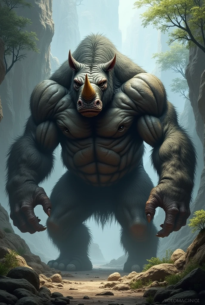 Photo of a rhino mixed with a gorilla