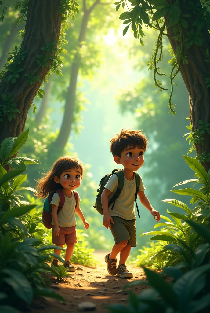 10 photo Boy and girl in jungle