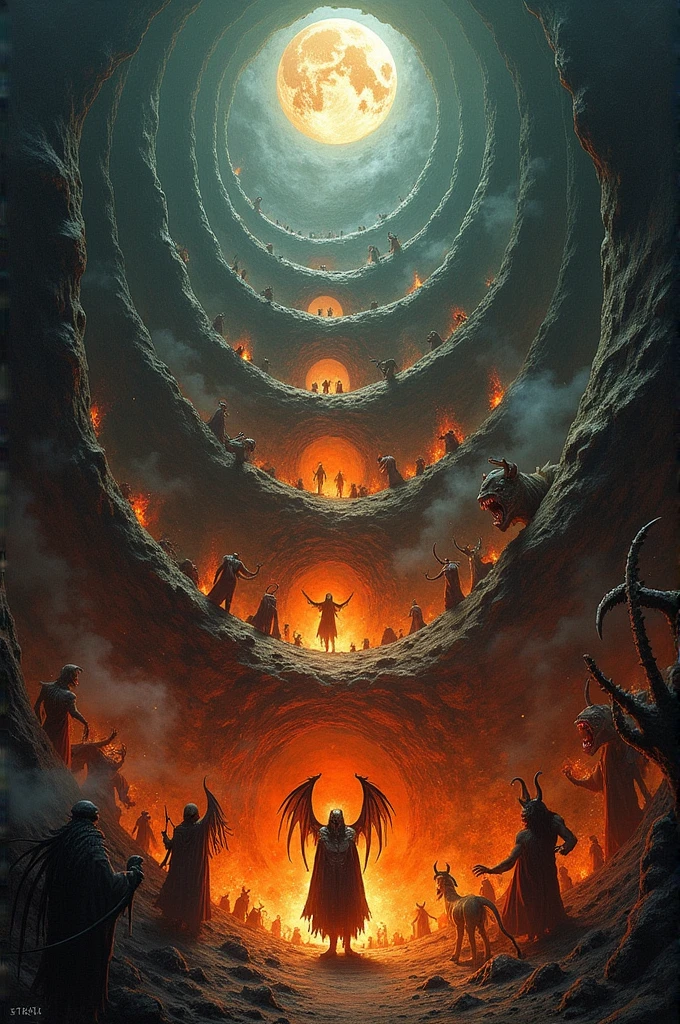 According to Dante Alighieri in the Divine Comedy, how does he depict hell?? drawing