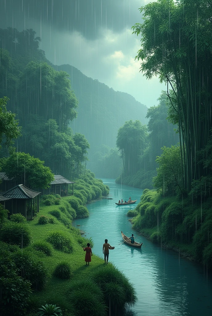 A river of bangladesh, rainy day beautiful landscape