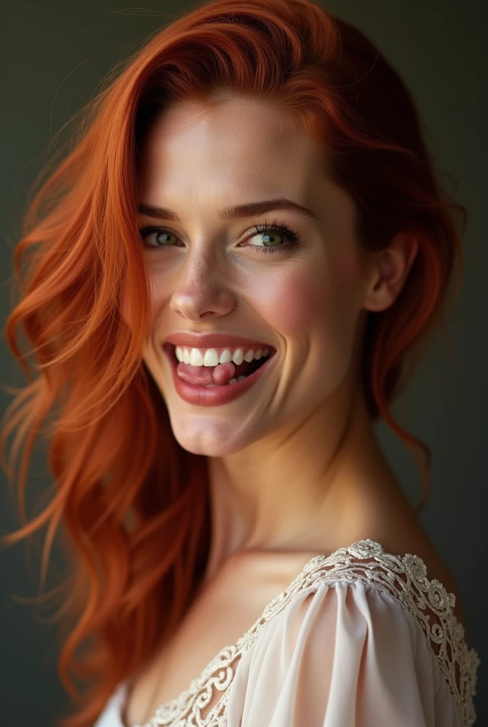 Scarlett Johansen Redheaded Milf showing you her thickwhite Tongue 