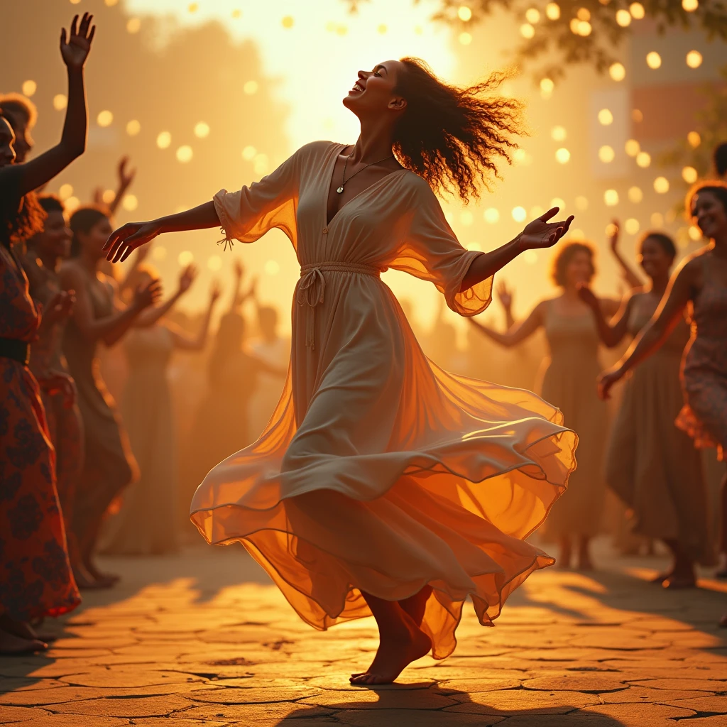 A person dancing freely and without inhibition, their body moving to the rhythm of their soul. The person's joy is contagious, and it inspires others to join in the celebration. The dance represents the freedom and liberation that comes with salvation.