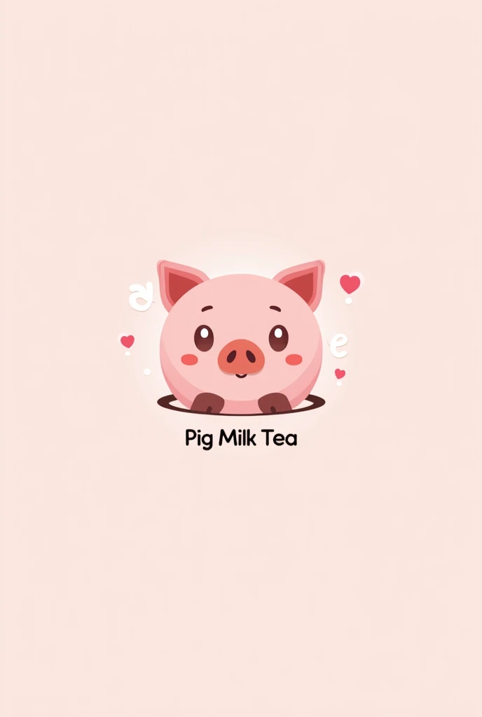 design me a light pink logo with theme text: Pig Milk Tea 