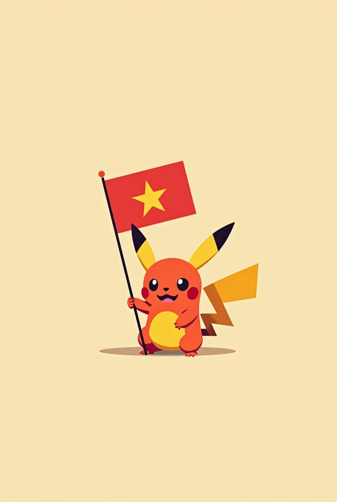 pokemon, red, yellow, hold vietnamese flag, icon, simple, no human, no pikachu