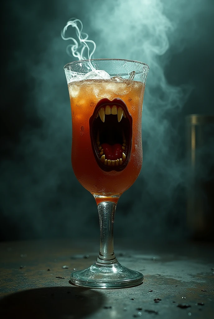 A Logo Art for Vampires, I want painted vampire teeth and a glass of blood
