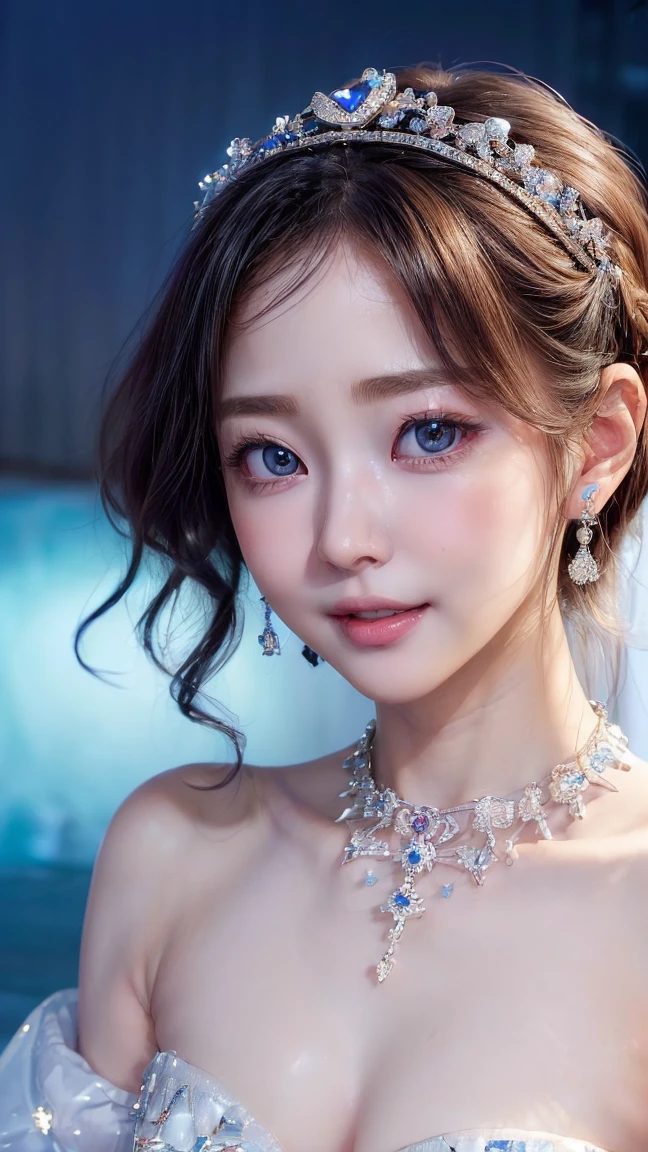 (4k quality:1.3),(Highest quality:1.3),(Whitening:1.4),(Baby Face,Girl:1.3),(The best beauty:1.5),rich,Upper Body,smile,(Strapless bejeweled dress:1.3),(Different dimension:1.6),Overflowing breasts,(jewelry),Captivate a man,Cleavage,(Super Celebrities:1.5),(Supermodel:1.4),(Whitening:1.2),(Tight waist:1.4),(Night viewの良いホテル:1.1),(luxury:1.2),(Arisa Hanyu:1.5),(anorexia:1.4),(Night view:1.3),(Face close-up),Catchlight,(Child's face:1.6),(smile:1.1),(Light blue hair:1.3),(Half Up Hair:1.3),(Light blue eyes:1.4),(2D cuteness:1.5),(Cute Makeup),Beautiful fingertips,(Sexy and cute:1.6),(Luxury hotel:1.6),(White Gal:1.6),(Transparent white skin:1.4),(albino:1.5),(Lighting hits the subject:1.3)