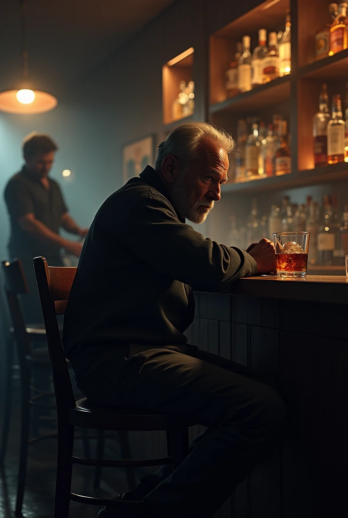 man sitting at a bar