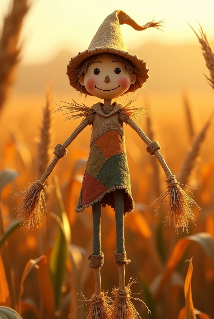 Generate a scarecrow as an animated character 