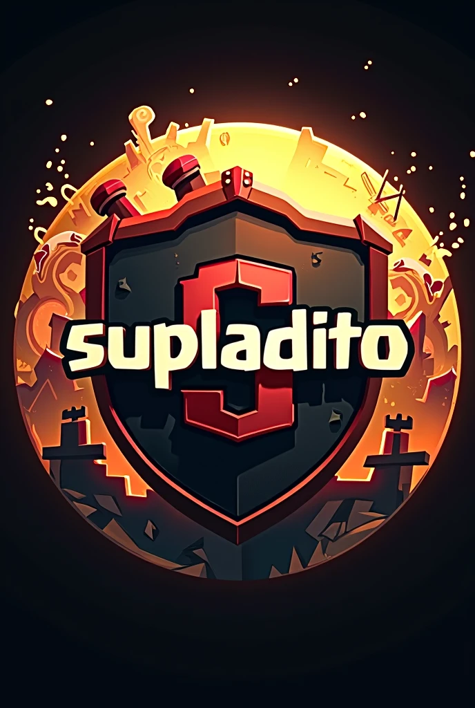 Write "Supladito" in the middle.
Clash of clans logo and background. Circle shape