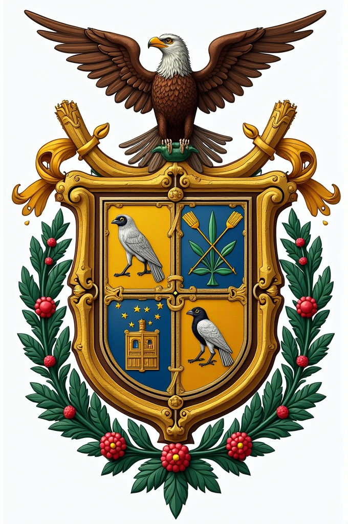 Coat of arms of a city called Maré Alta, located in the state of São Paulo. (with background?