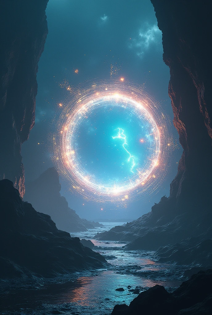 Create a multiversal portal showing multiple realities, this portal has to be small