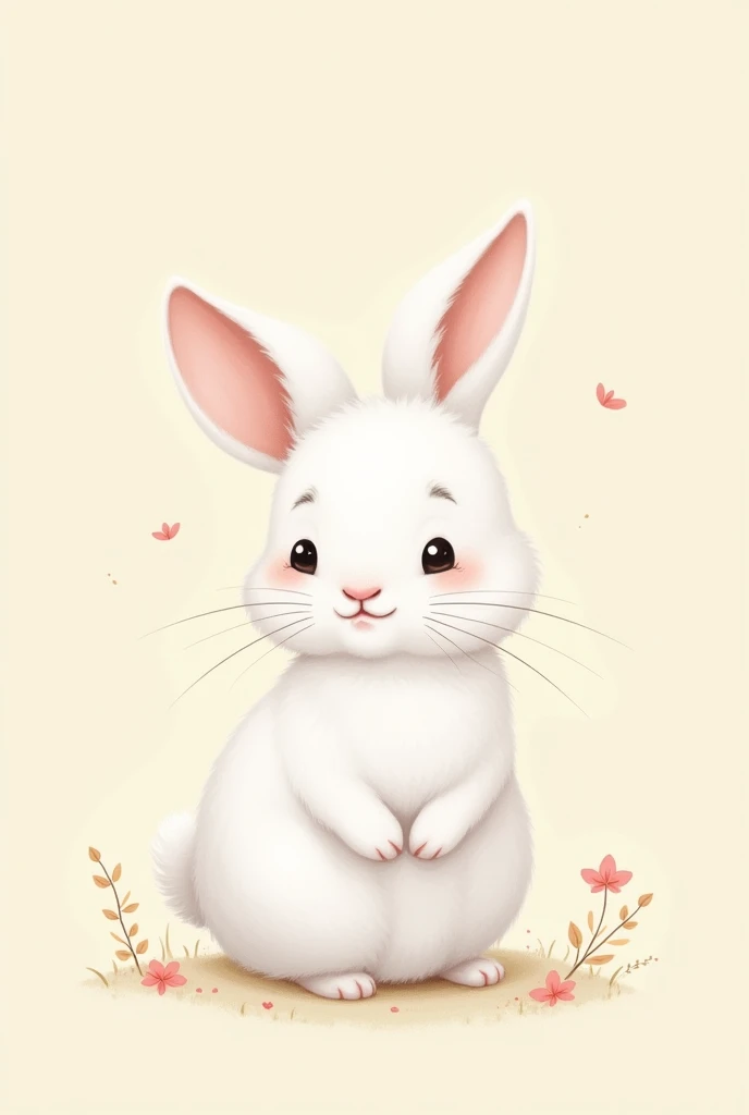 A 2D drawing of a white rabbit 