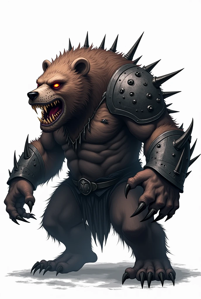 Monsters bosses anime medieval drawn white background dark bear