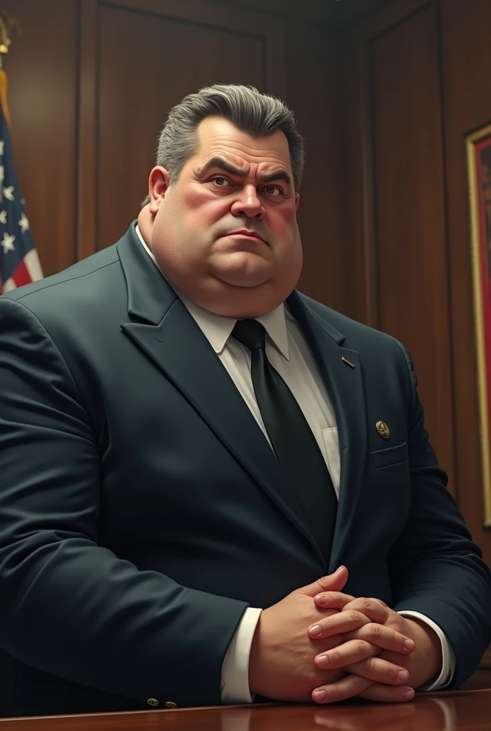 a middle-aged man, probably corpulent and with an authoritarian appearance.