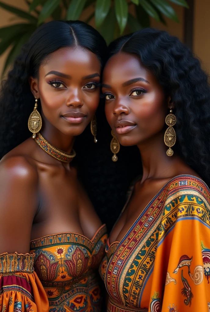Black 2 girls with a beautiful face and structures dressed in a liberian African fashion