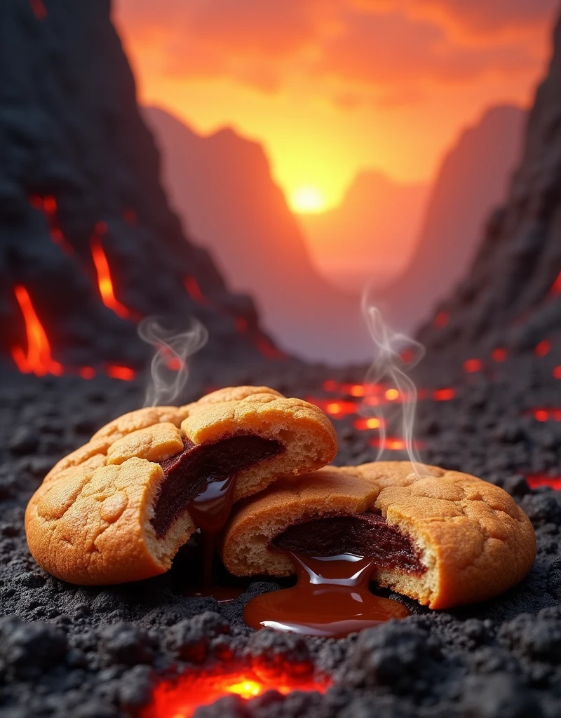 Imagine some amazing lava cookies and add an amazing background 