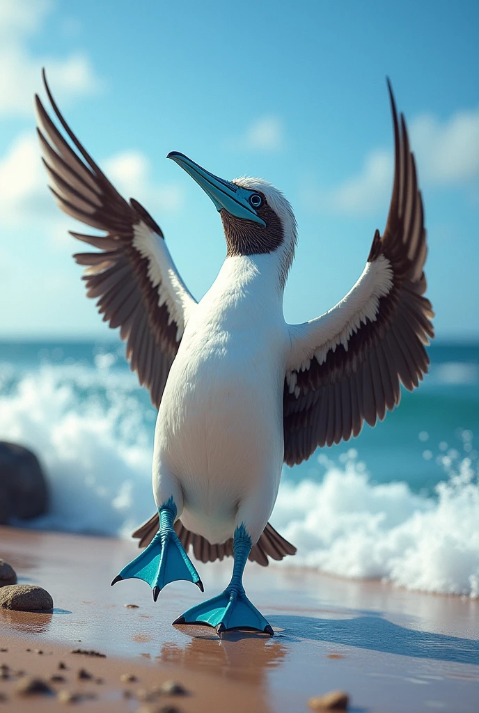 Dancing blue-footed booby