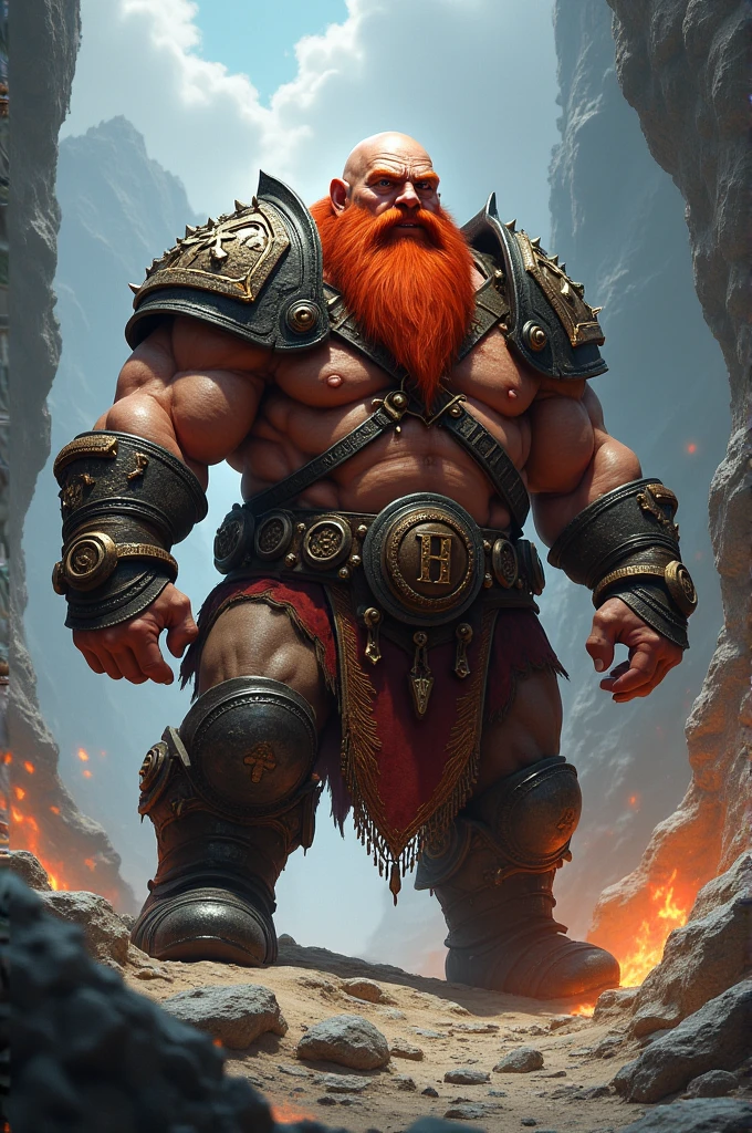 Strong fantasy dwarf with red tones