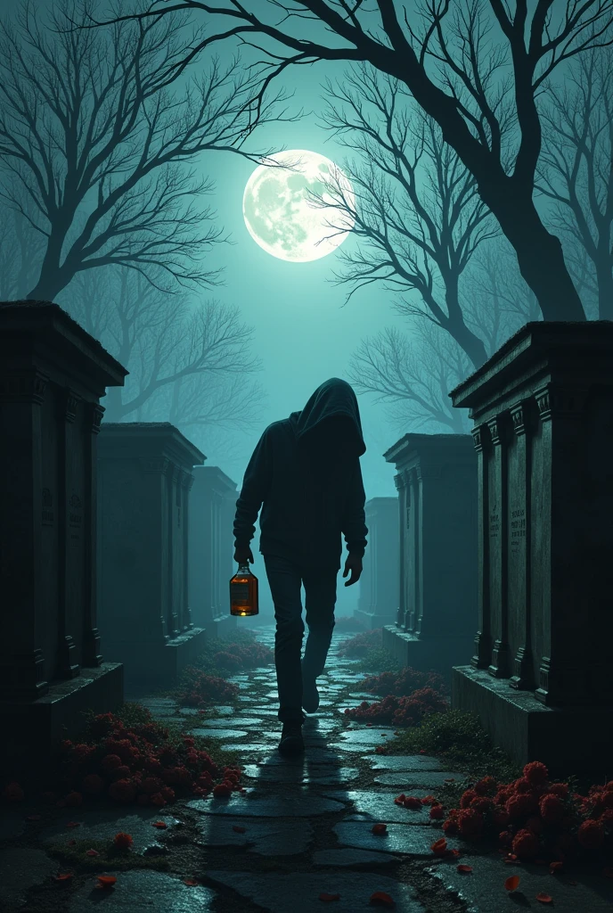 drunk in a cemetery