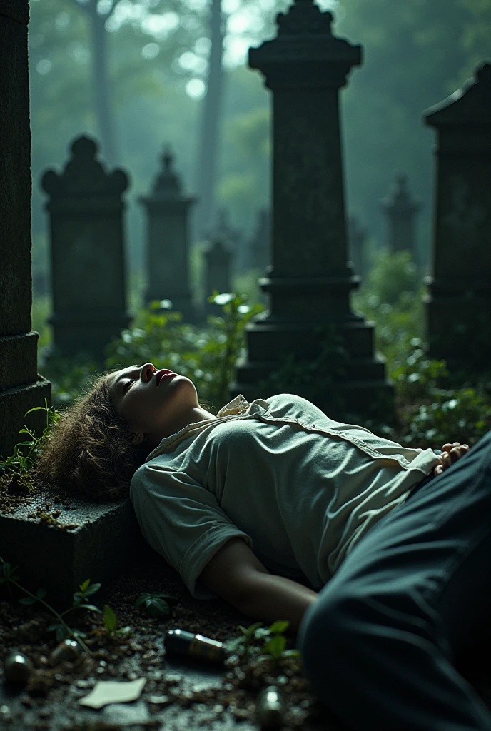 drunk lying in a cemetery