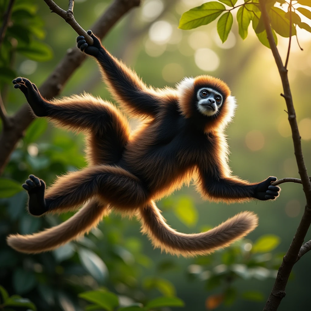 A beautiful and vibrant photo of Gibbon with its related habitat.