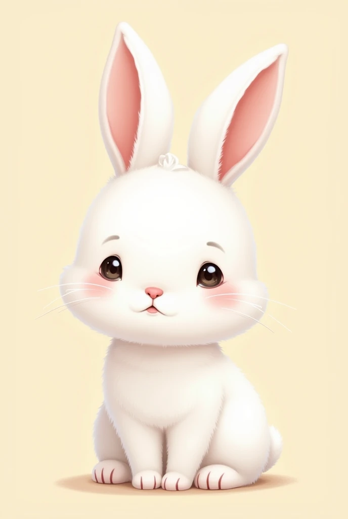 A 2D drawing of a white rabbit on a cream background 