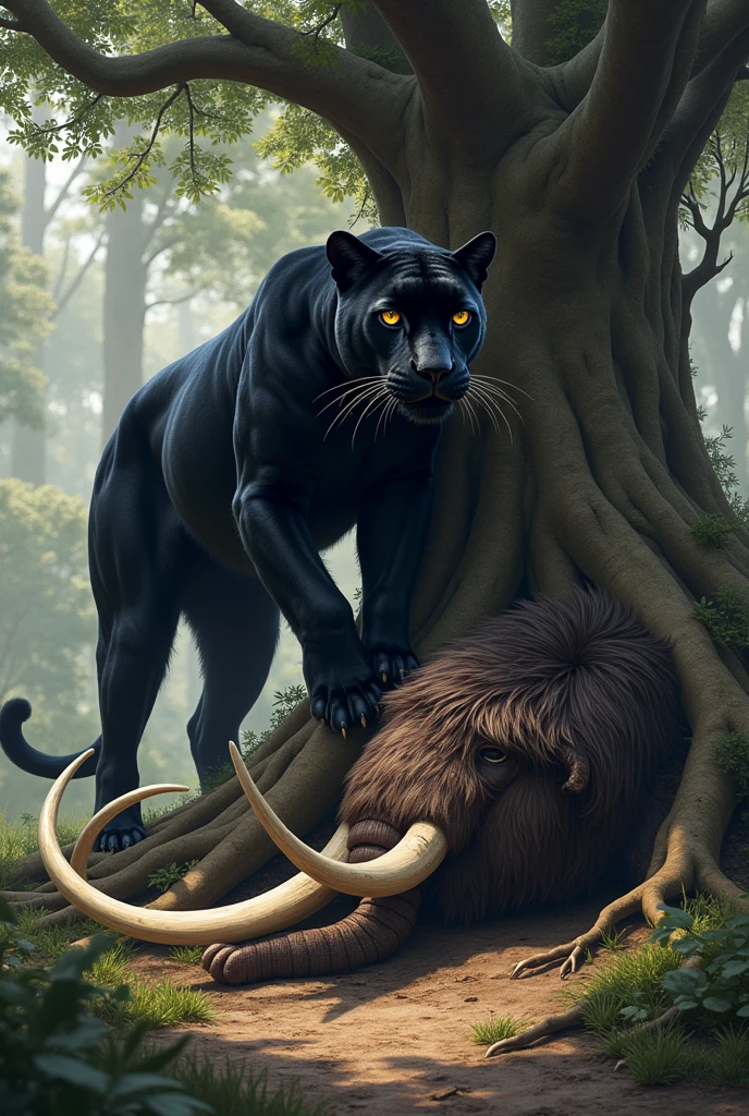 Black panter ne mammoth ko qatal kr ke pau ke niche