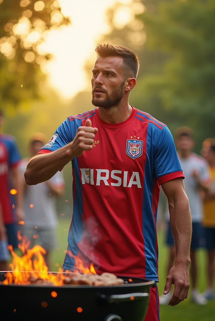 Benjamin Garre with the Krylya Sovetov Samara shirt scoring a hat trick while grilling