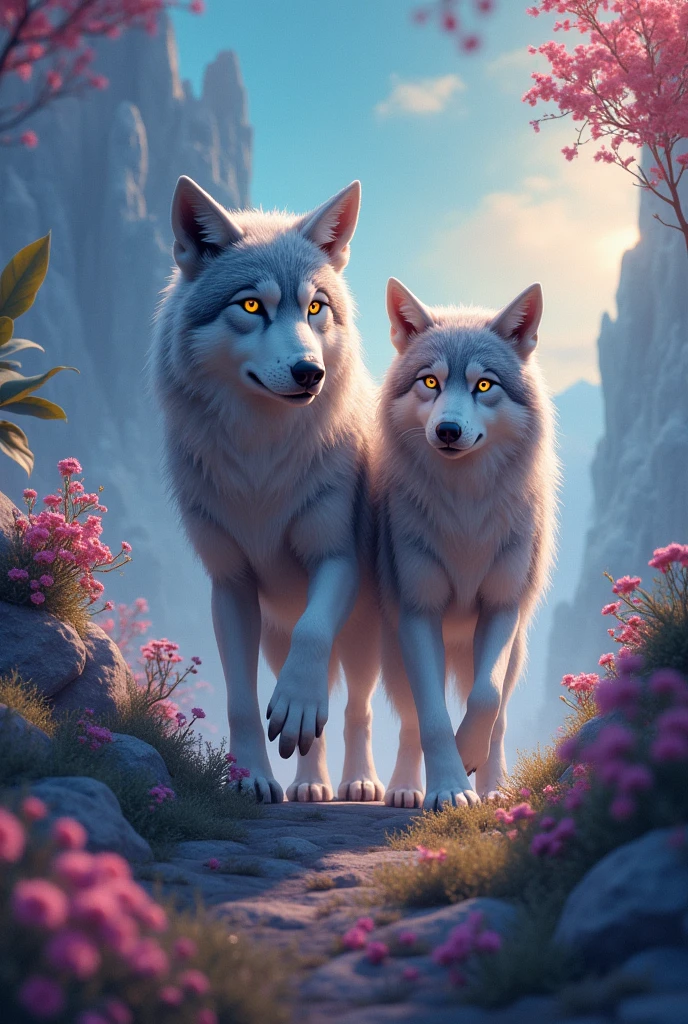 A boy and a girl as a wolf