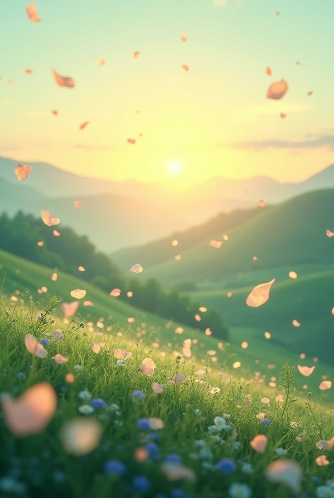 beautiful cute sunrise scenery, Petals flutter , Pale shades