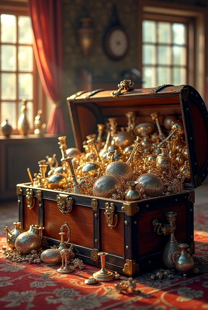 a trunk full of shiny household items