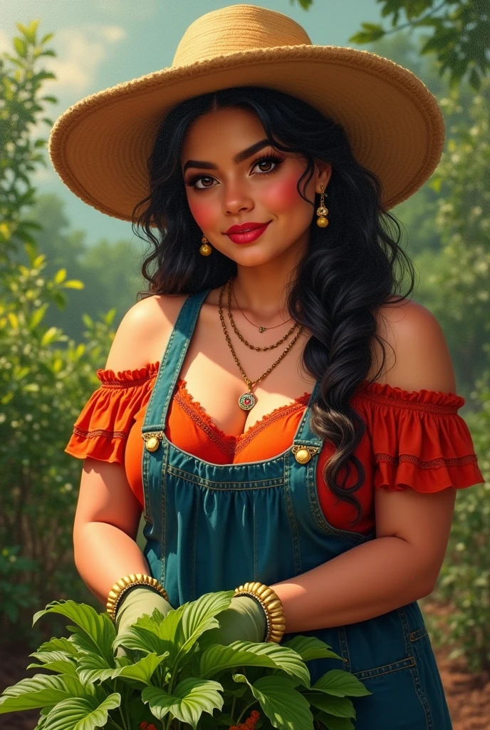 mexican beautiful fashion nude orange-haired women, basket in the hands looking front no flowers in the head not traditional