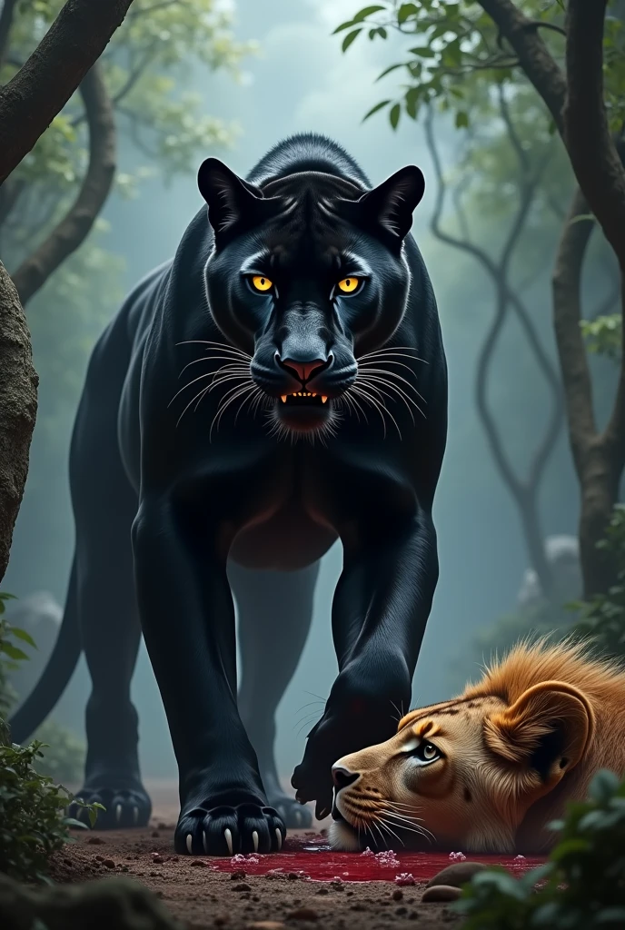 Black panther killed the lion and killed others