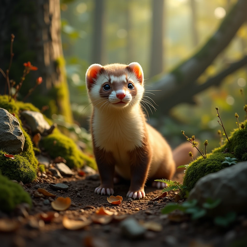 A beautiful and vibrant photo of Ferret with its related habitat.