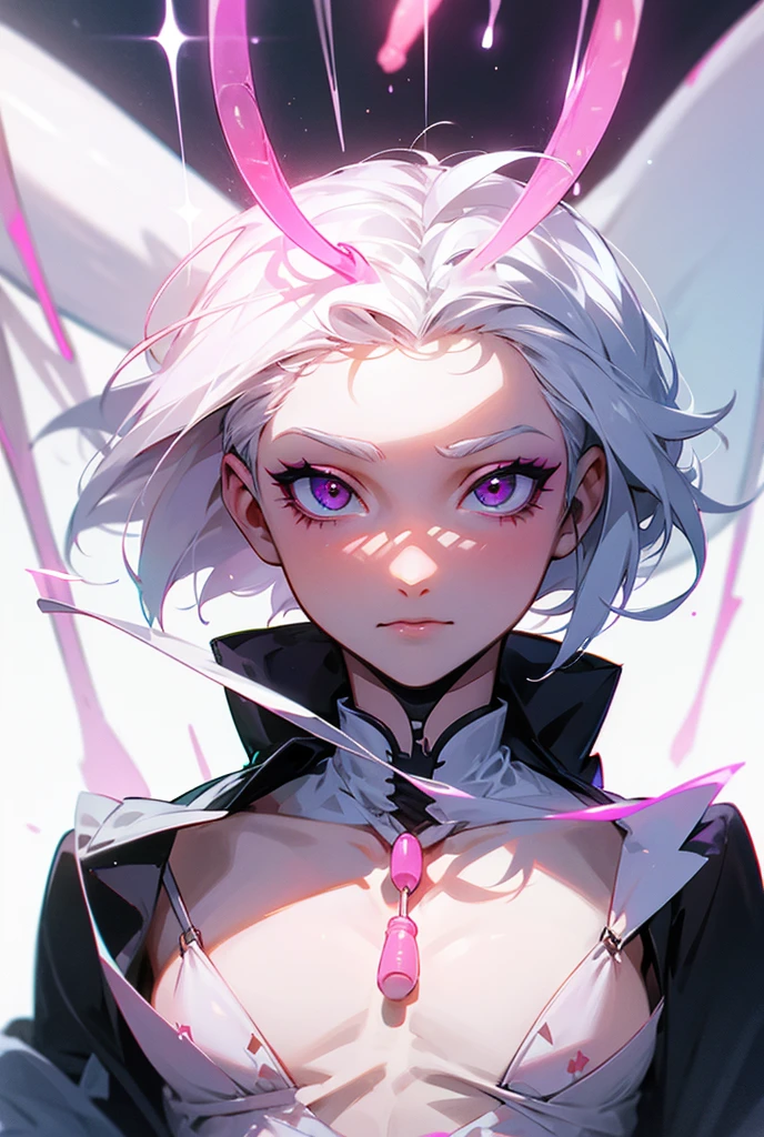 White boy, transparent bra, half transparent, white hair, pink penis, makeup