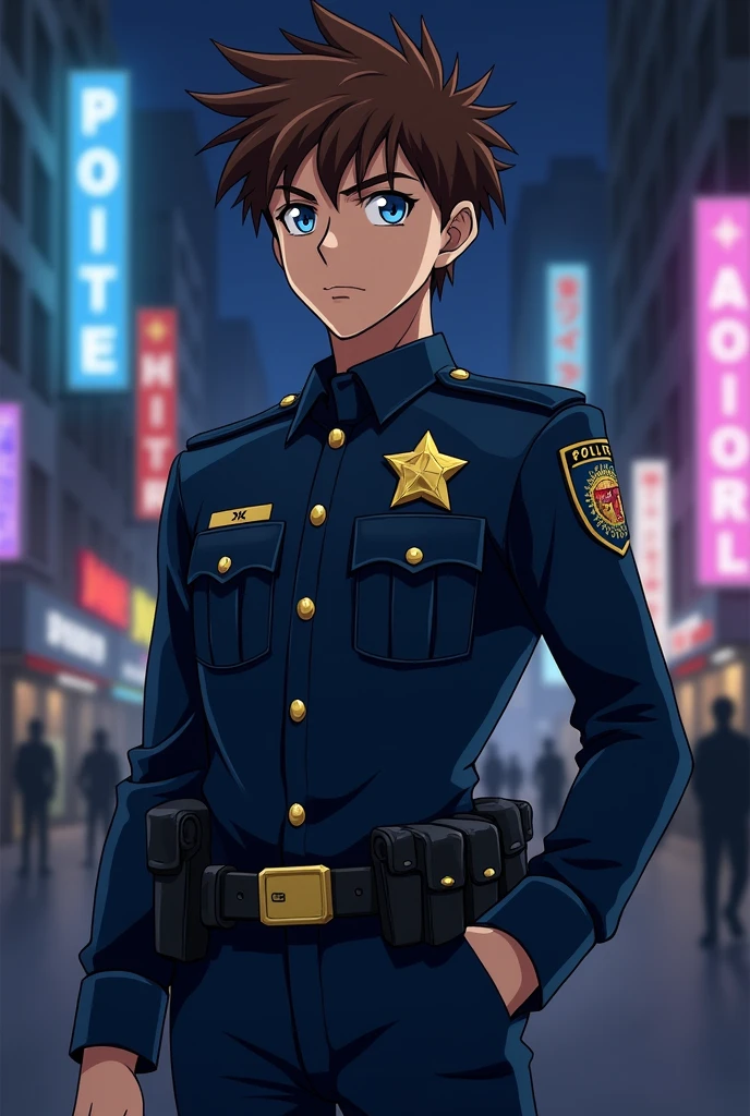 Police officer Leon S Kennedy, in the style of Sailor moon classic anime