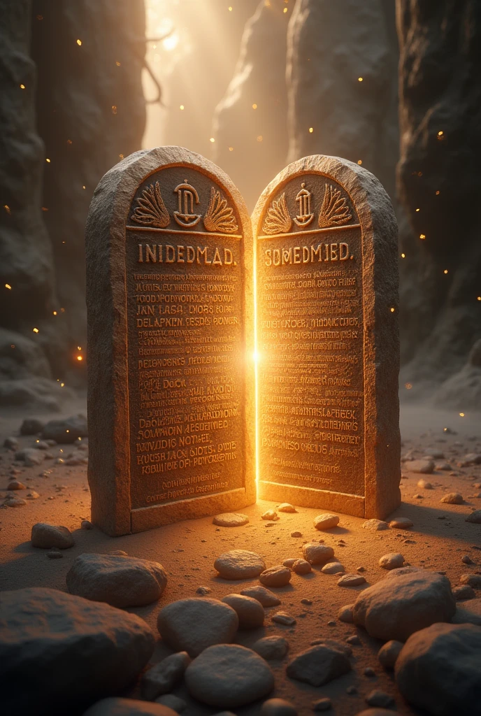 The tablets of God's law with the ten commandments knowing that the fourth commandment is shining brighter than the other nine