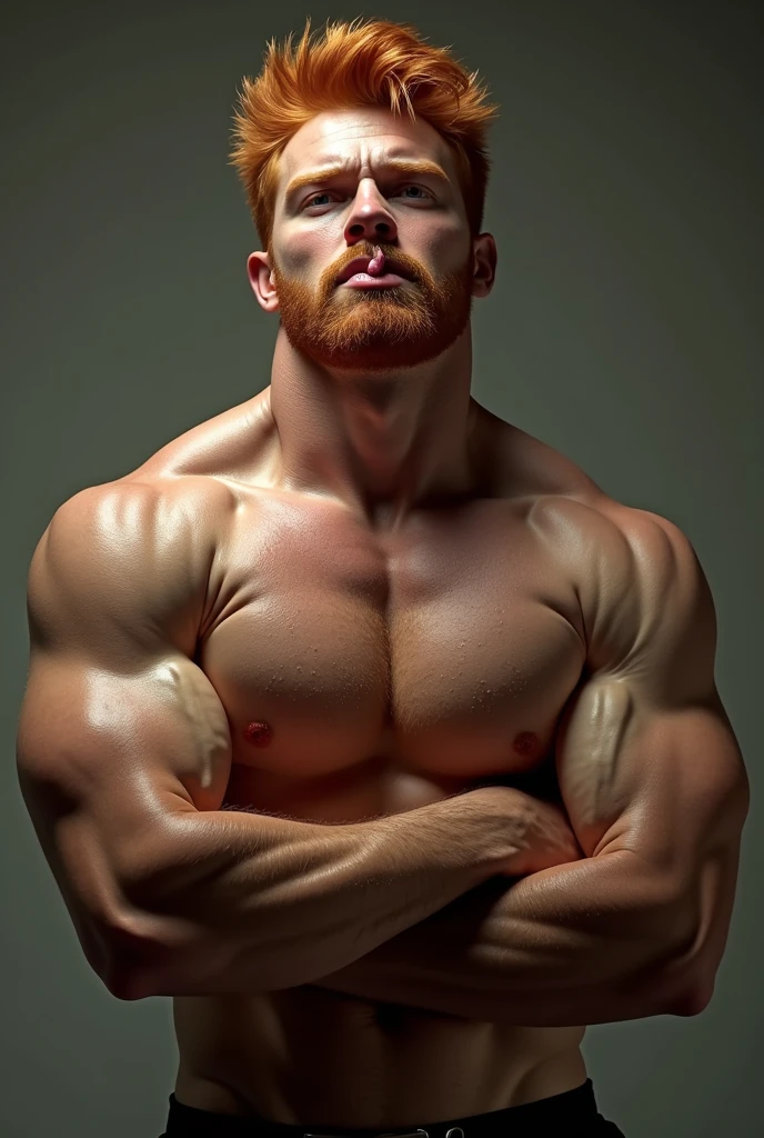 ginger hunk daddy huge muscles tongue out sweaty armpits exposed
