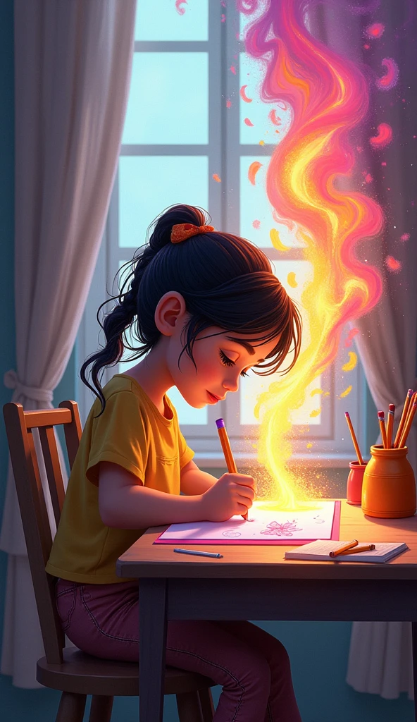 The girl named Lola began to draw and, as i did it, His world began to fill with vibrant colors.