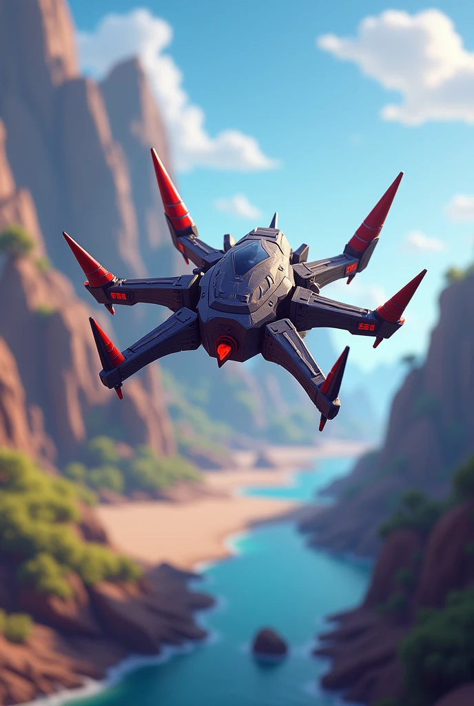 Small machine/ aerial/4 spikes around its structure/ 3d game