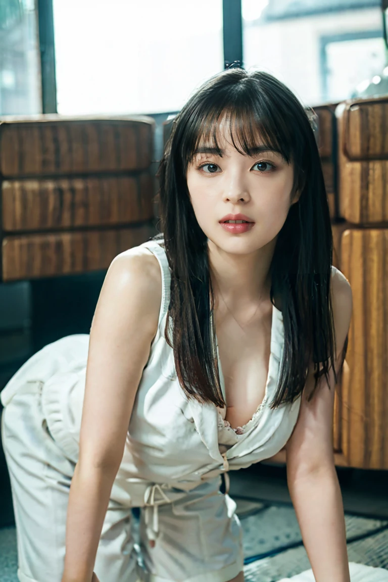 masterpiece, 最high quality,16K,8k,beautiful,Get used to it,Exquisite,extremely Get used to it, finely Get used to it, high quality, insanely Get used to it, ultra Get used to it, Ultra-high resolution, 超high quality, beautiful face, Japanese, Browsing Caution,White shorts,(Leaning forward,1.2)、Not wearing a bra、Head to toe images